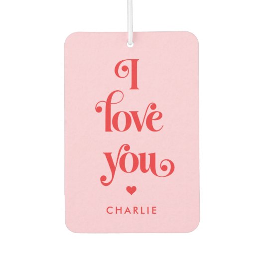 Ich Liebe Sie elegante Retro rosa rosa Valentinsta Autolufterfrischer (Vorderseite)