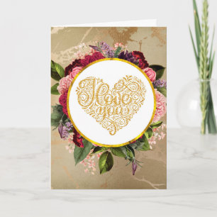 Ich Liebe Sie Extravagant Golden Verziert Heart Va Karte