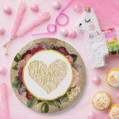 Ich Liebe Sie Extravagant Golden Verziert Herzens Pappteller (Party)