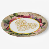 Ich Liebe Sie Extravagant Golden Verziert Herzens Pappteller (Schrägansicht)