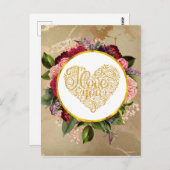 Ich Liebe Sie Extravagant Golden Verziert Herzens Postkarte (Vorne/Hinten)