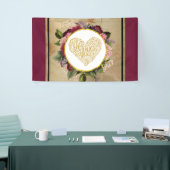 Ich Liebe Sie Extravagantes Goldenes Herz mit Blum Banner (Messeveranstaltung)