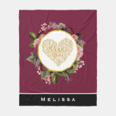 Ich Liebe Sie Extravagantes Goldenes Herz mit Blum Fleecedecke (Vorderseite)