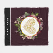 Ich Liebe Sie Extravagantes Goldenes Herz mit Blum Fleecedecke (Vorderseite (Horizontal))