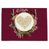 Ich Liebe Sie Extravagantes Goldenes Herz mit Blum Große Geschenktüte (Vorderseite)