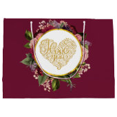 Ich Liebe Sie Extravagantes Goldenes Herz mit Blum Große Geschenktüte (Rückseite)