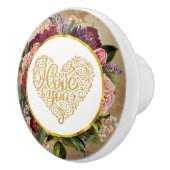 Ich Liebe Sie Extravagantes Goldenes Herz mit Blum Keramikknauf (Rechts)