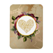 Ich Liebe Sie Extravagantes Goldenes Herz mit Blum Magnet (Vertikal)