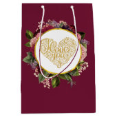 Ich Liebe Sie Extravagantes Goldenes Herz mit Blum Mittlere Geschenktüte (Vorderseite)