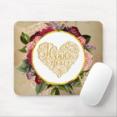 Ich Liebe Sie Extravagantes Goldenes Herz mit Blum Mousepad (Mit Mouse)