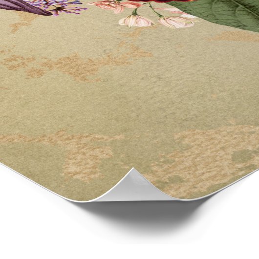 Ich Liebe Sie Extravagantes Goldenes Herz mit Blum Poster (Ecke)