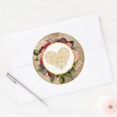 Ich Liebe Sie Extravagantes Goldenes Herz mit Blum Runder Aufkleber (Umschlag)