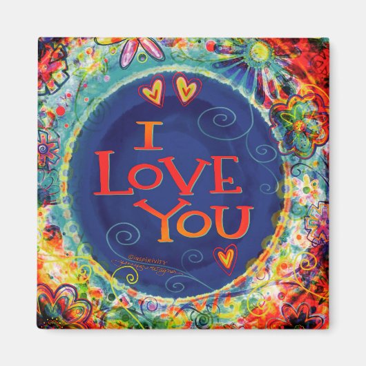 Ich Liebe Sie farbenfrohe florale Inspirivity Tren Magnet (Vorne)