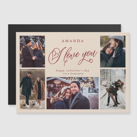 Ich Liebe Sie Foto Collage Valentinstag Magnetkarte (Vorne/Hinten)