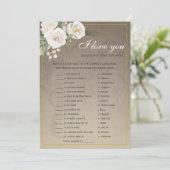 Ich Liebe Sie fremde Worte Brautparty Spiel Einladung (Stehend Vorderseite)