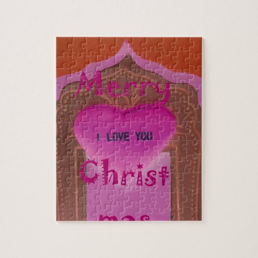 Ich Liebe Sie froh Weihnachten Herz Puzzle (Vertikal)