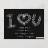 Ich Liebe Sie Gedicht: Vermisst Sind zum Kotzen du Postkarte (Vorderseite)