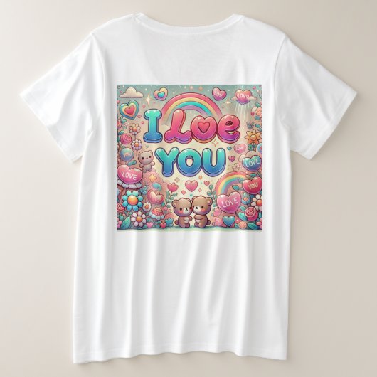 Ich Liebe Sie Große Größe T-Shirt (Design Rückseite)