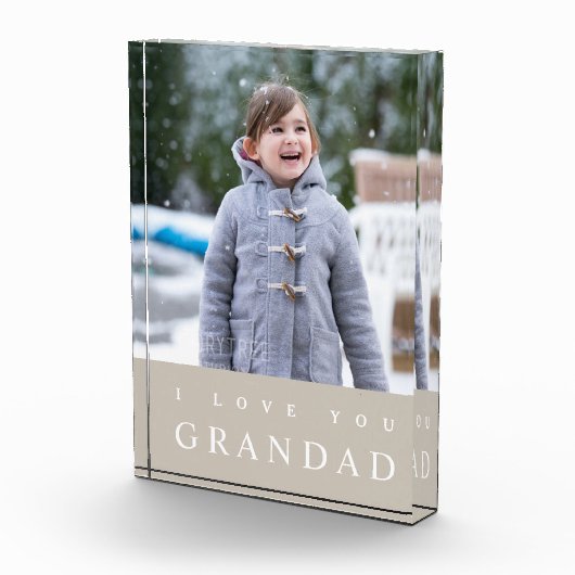 Ich Liebe Sie Großes Modernes Taupe Beige Großkind Fotoblock (Rechts)