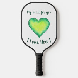 Ich Liebe Sie grün und blau Herz Valentinstag Pickleball Schläger