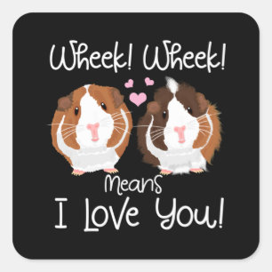 Ich Liebe Sie Guinea Pig Cavy Roddent Quadratischer Aufkleber