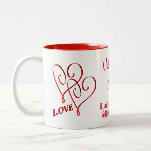 Ich Liebe, Sie haben Personalisiert Rote Herzen mi Zweifarbige Tasse (Links)