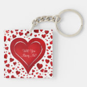 Ich Liebe Sie | Heiraten Sie mir Rotes Herz Valent Schlüsselanhänger (Rückseite)