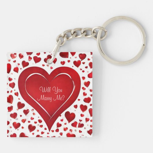 Ich Liebe Sie | Heiraten Sie mir Rotes Herz Valent Schlüsselanhänger (Rückseite)