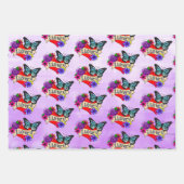 Ich Liebe Sie | Herz, Rose und Schmetterlinge Geschenkpapier Set (Vorderseite 3)