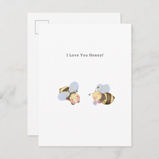Ich Liebe Sie Honey Bee Illustration Quote Card Postkarte (Vorne/Hinten)