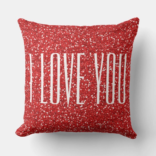 Ich Liebe Sie Imitate Glitzer oder Ihren eigenen T Kissen (Vorderseite)