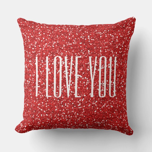 Ich Liebe Sie Imitate Glitzer oder Ihren eigenen T Kissen (Vorderseite)