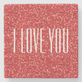 Ich Liebe Sie Imitate Glitzer oder Ihren eigenen T Steinuntersetzer (Vorderseite)
