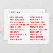 Ich Liebe Sie in 20 verschiedenen Sprachen Postkarte (Vorne/Hinten)