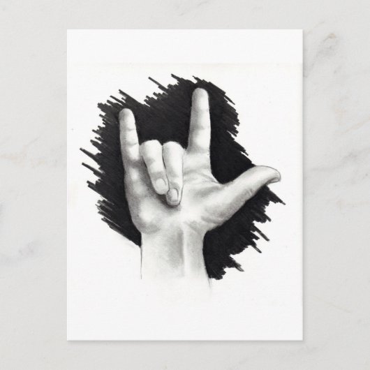 ICH LIEBE SIE IN ASL 2 POSTKARTE (Vorderseite)