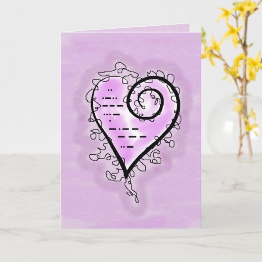 Ich Liebe Sie in Morse Code Scroll Herzkarte Karte (Gelbe Blume)