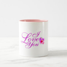Ich Liebe Sie in rosa Text mit Herz Zweifarbige Tasse