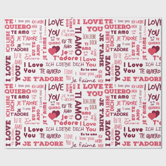 Ich Liebe Sie in verschiedenen Sprachen | Urlaub Geschenkpapier (Flach)