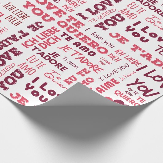 Ich Liebe Sie in verschiedenen Sprachen | Urlaub Geschenkpapier (Ecke)
