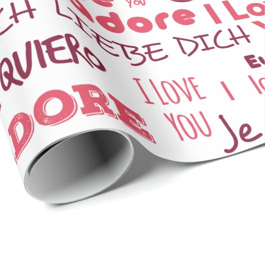 Ich Liebe Sie in verschiedenen Sprachen | Urlaub Geschenkpapier (Rolleneckpunkt)