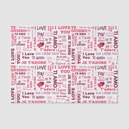 Ich Liebe Sie in verschiedenen Sprachen | Urlaub Seidenpapier (Vorderseite)