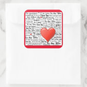 Ich Liebe Sie in vielen Sprachen Quadratischer Aufkleber (Tasche)