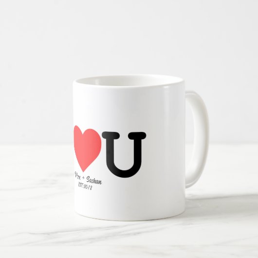 Ich Liebe Sie: Individuelle Namen und Datum des Ro Kaffeetasse (VorderseiteRechts)