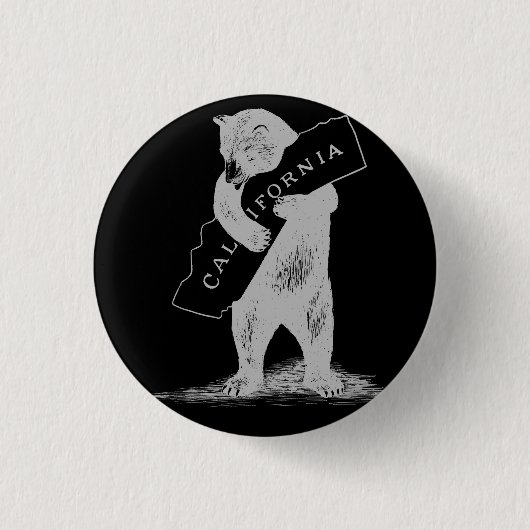 Ich Liebe Sie Kalifornien - Schwarz und Silber Button (Vorderseite)
