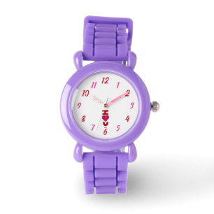 Ich Liebe, Sie Kinder Roter Glitzer Strap Watch Armbanduhr