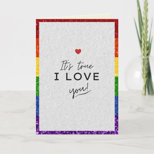 Ich Liebe Sie LGBT Prix Glitzer Valentine Card Karte (Vorderseite)