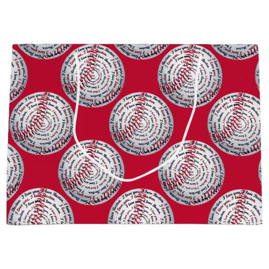 Ich Liebe, Sie Liebe Boston 6-Baseball-GIFT BAG L Große Geschenktüte (Vorderseite)