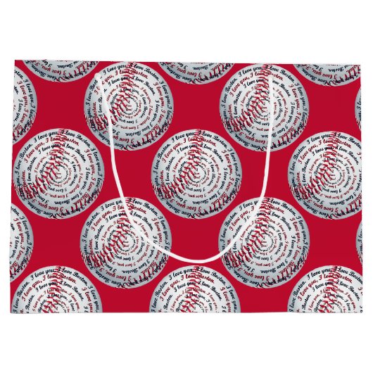 Ich Liebe, Sie Liebe Boston 6-Baseball-GIFT BAG L Große Geschenktüte (Rückseite)