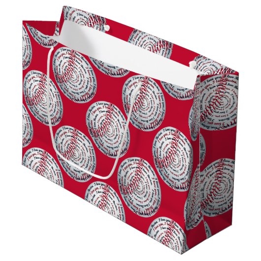 Ich Liebe, Sie Liebe Boston 6-Baseball-GIFT BAG L Große Geschenktüte (Vorderseite Schrägansicht)