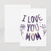Ich Liebe Sie Mama Blumenmütter Tag Geschenke Idee Dankeskarte (Vorne/Hinten)